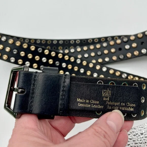 CAbi Studded Black Leather Belt - Picture 2 of 8